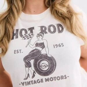 Retro Chic Torrid Hot Rod FITTED Ringer Crop Tee Sz 2 (18/20) Rockabilly T-Shirt
